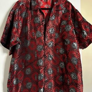 Men's Red and Black Sun Pattern Shirt